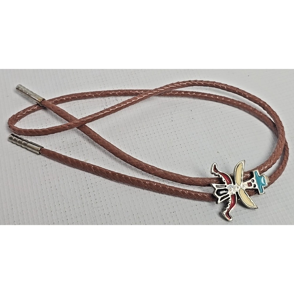 Vintage Bolo Tie Thunderbird Inlays Of Mosaic Native American Art Southwestern - Picture 3 of 10